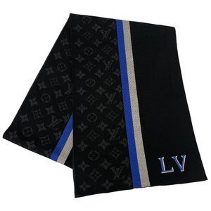 LOUIS VUITTON Louis Vuitton Echarpe LV Varsity M77935 Wool Scarf Men's Monogr...